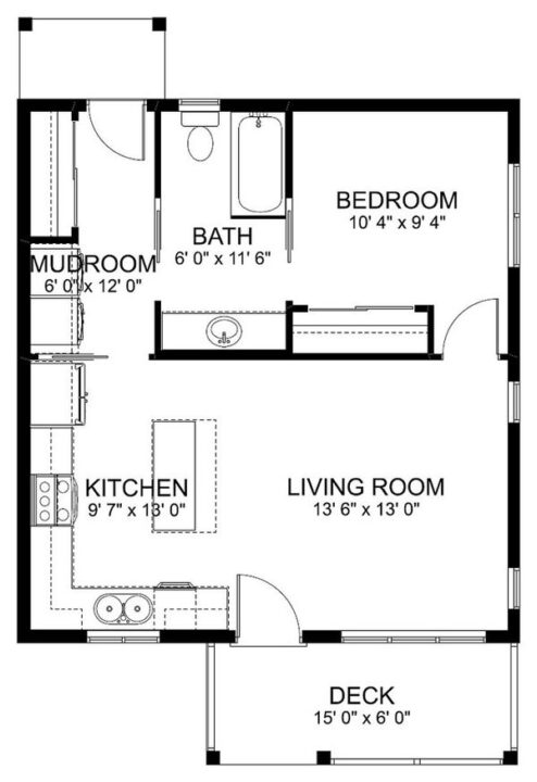 Plano casa rectangular 1 planta