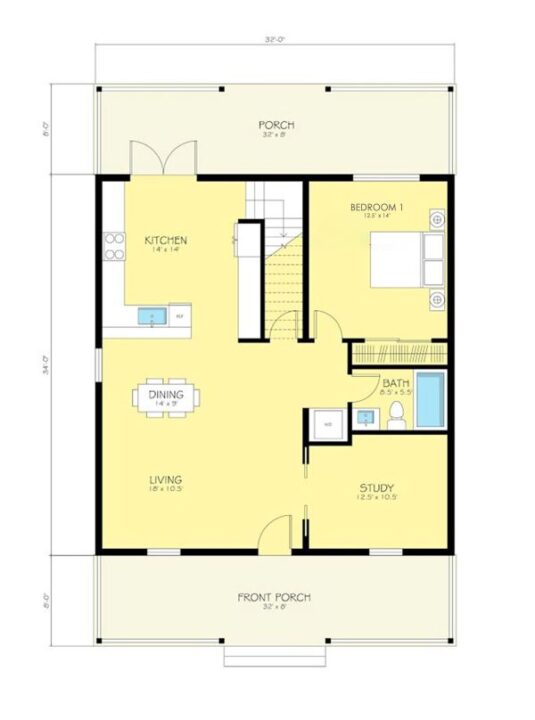 Plano casa rectangular 2 plantas