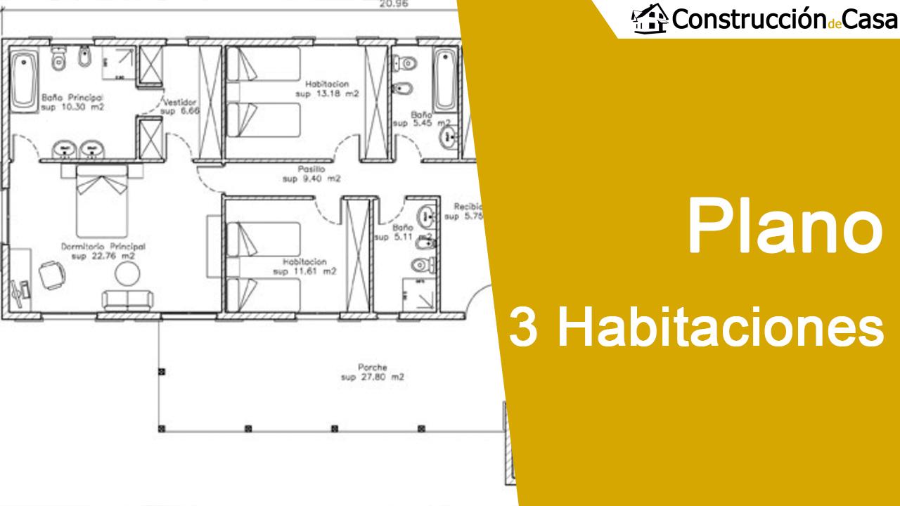 Plano de casa de 3 habitaciones