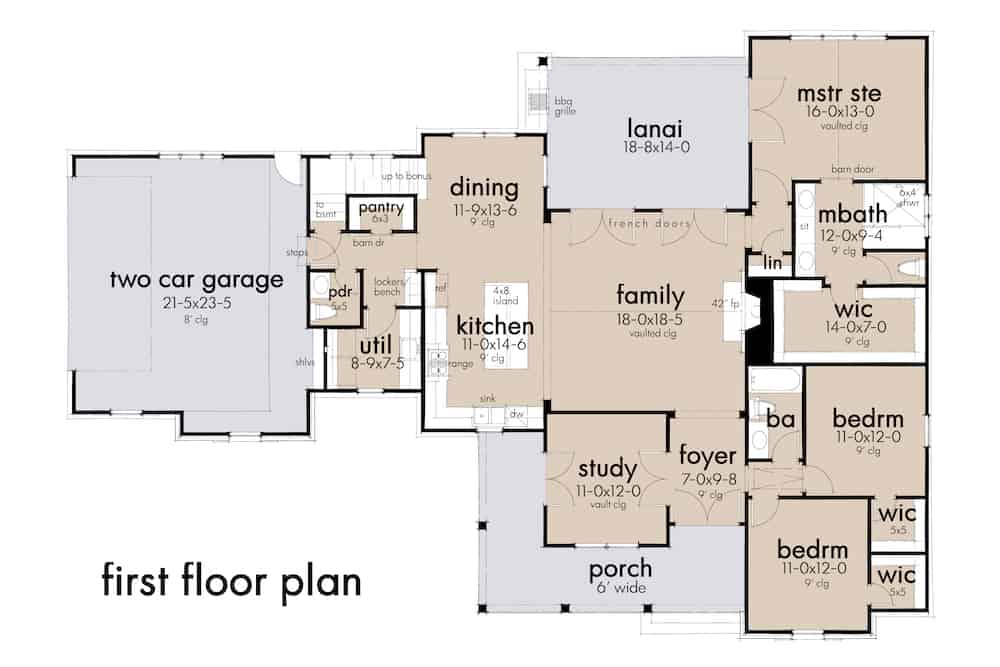 Planos de casa de una planta con piscina