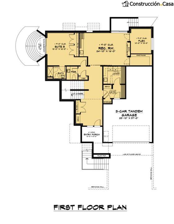 plano de casa de 3 plantas