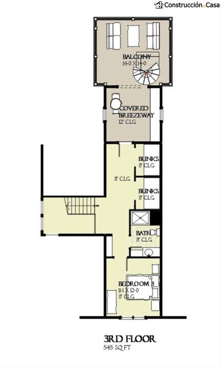 plano de casa de 3 plantas clasica