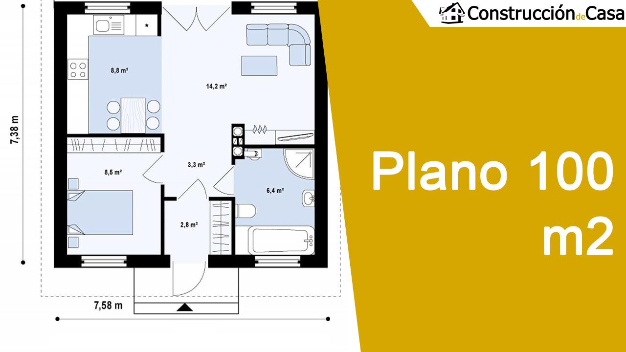 Plano de casa de 100 metros cuadrados