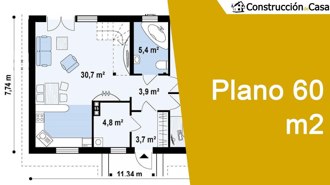 Plano de casa de 60 metros cuadrados