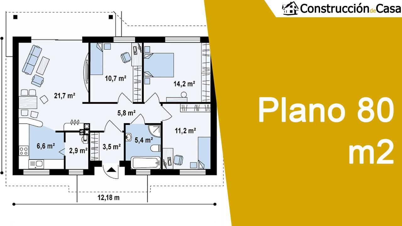 Plano de casa de 80 metros cuadrados pequeña