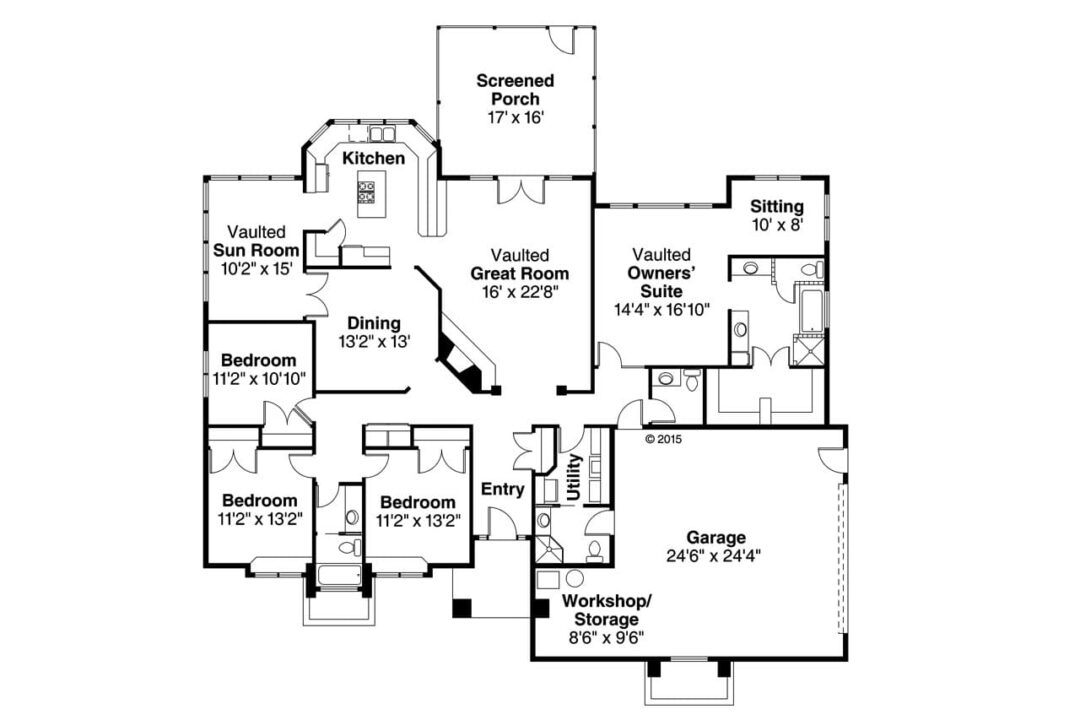 Plano 2 - Plano de casa de 4 habitaciones rustica 