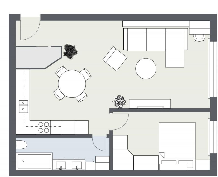 Plano 2 - Plano para casa de 1 habitación