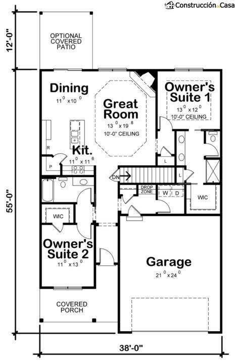 Plano 2 - Plano para casa de 2 habitaciones