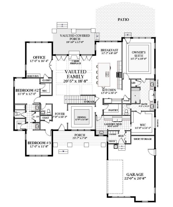 Plano 3 - Plano de casa de 4 habitaciones dos plantas bajo