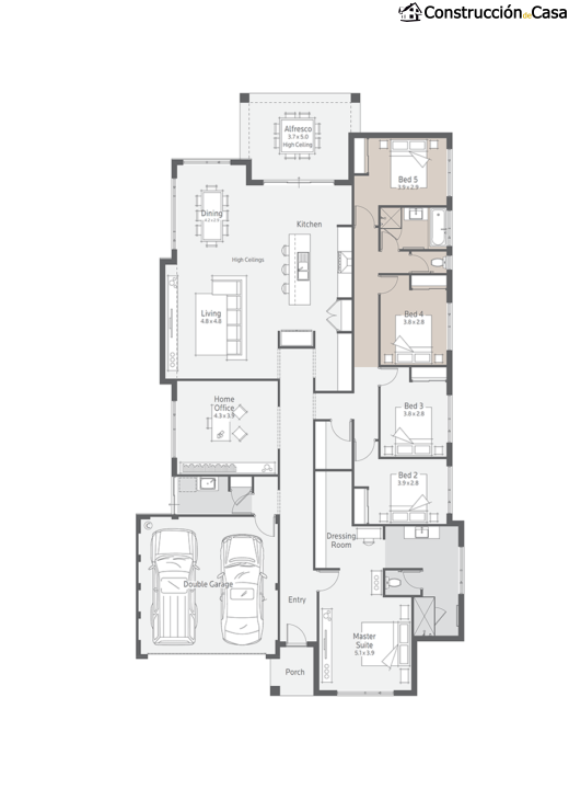 Plano de casa de 5 habitaciones 